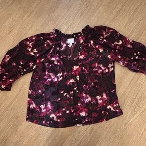Floral Women's Blouse - Purple and Pink